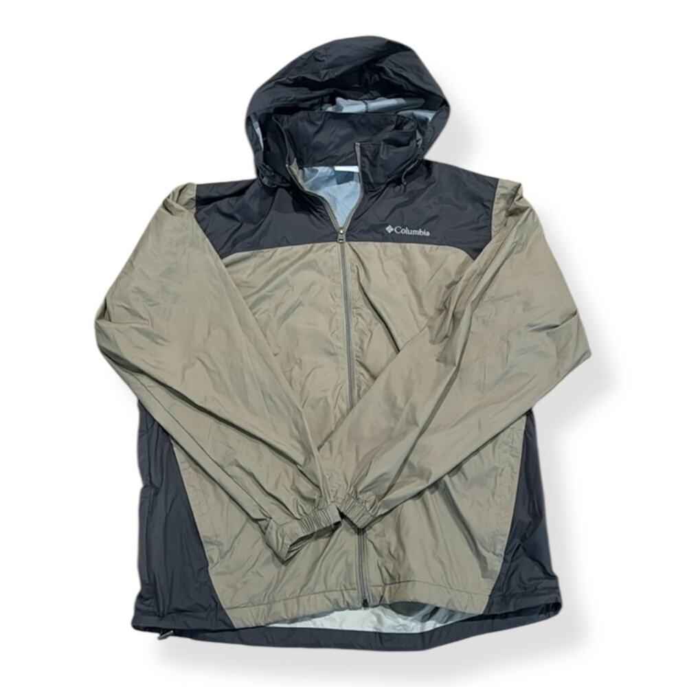 Columbia Men's Tan Glennaker Lake Waterproof Hooded Rain Jacket Large